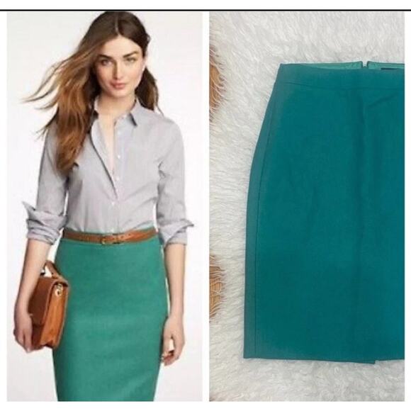 J.Crew No 2 Pencil Skirt Mini Blue Career Preppy Minimalist Size 6 Office - Picture 1 of 7